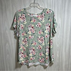 Planet Gold Plus Floral Short Sleeve Blouse Size 3X
